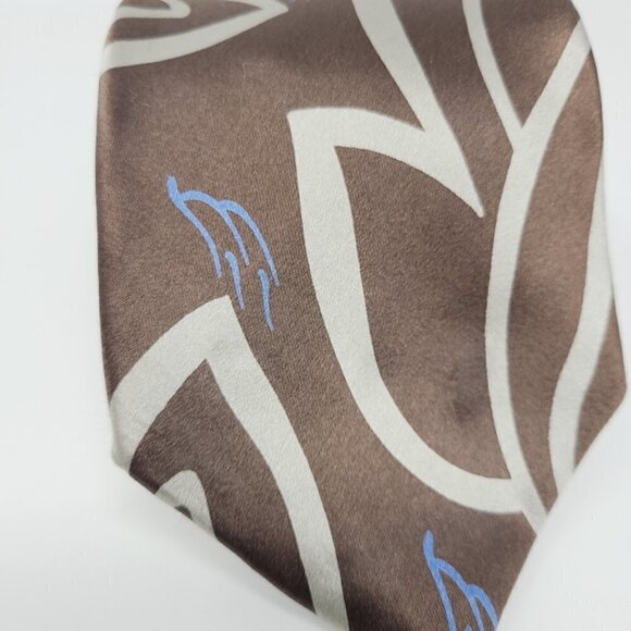 Givenchy Monsieur | Vintage Brown Printed Silk Tie (One Size) - Picture 10 of 16